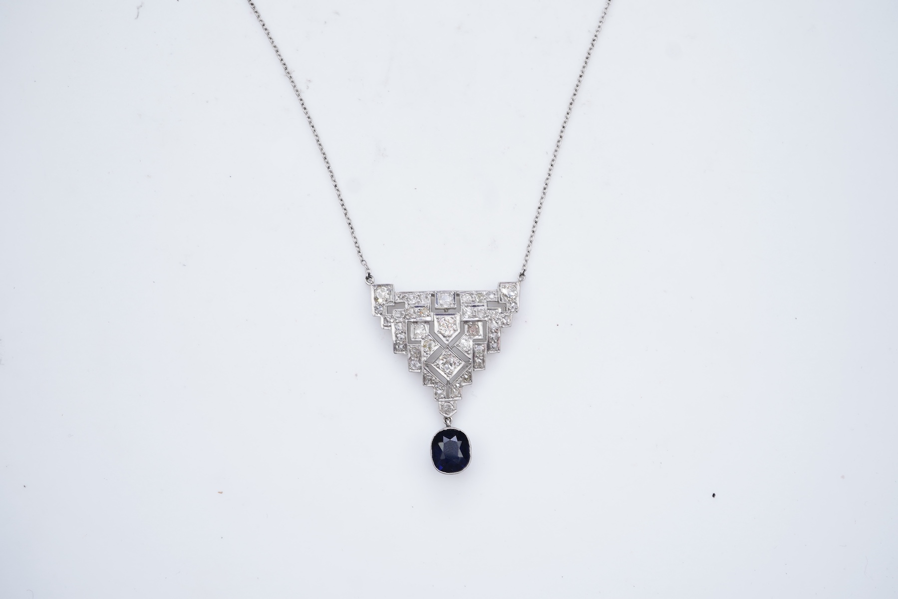 An Art Deco diamond pendant, 1930s and later